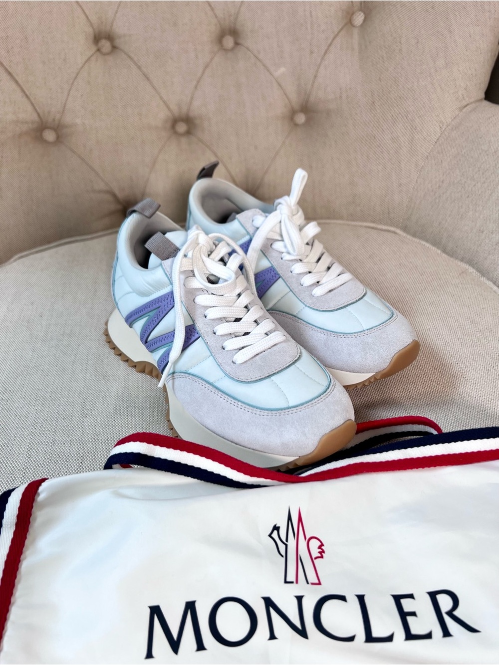 NEW Moncler Pacey low-top Sneakers Light Blue & Lavender